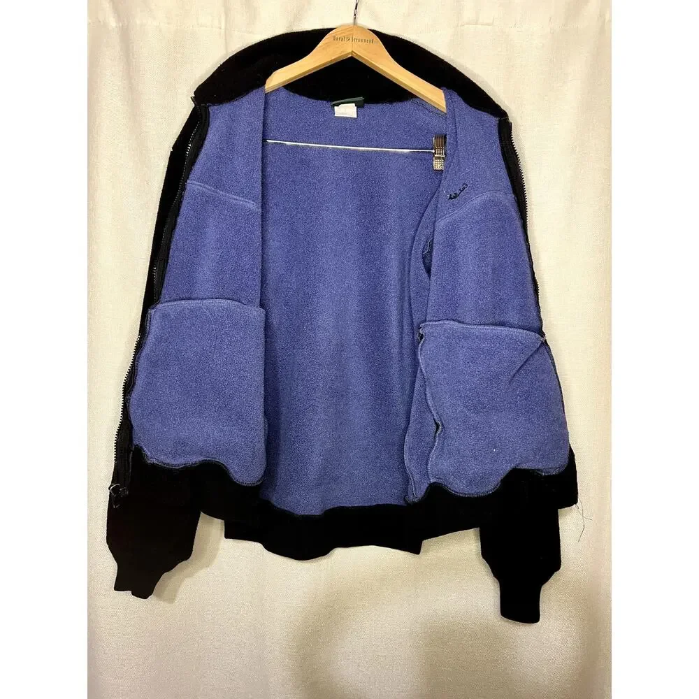 Vintage Cabela's Fleece Polartec Black Blue Made In USA ZIp Up Jacket - Picture 7 of 9